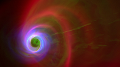 Computer simulation of M87; credit: University of Arizona