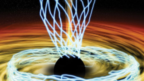Sketch of the magnetic field lines around a black hole; credit: M. Weiss, SAO