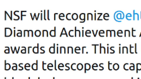 NSF Announces the Diamond Achievement Award for the Event Horizon Telescope Collaboration